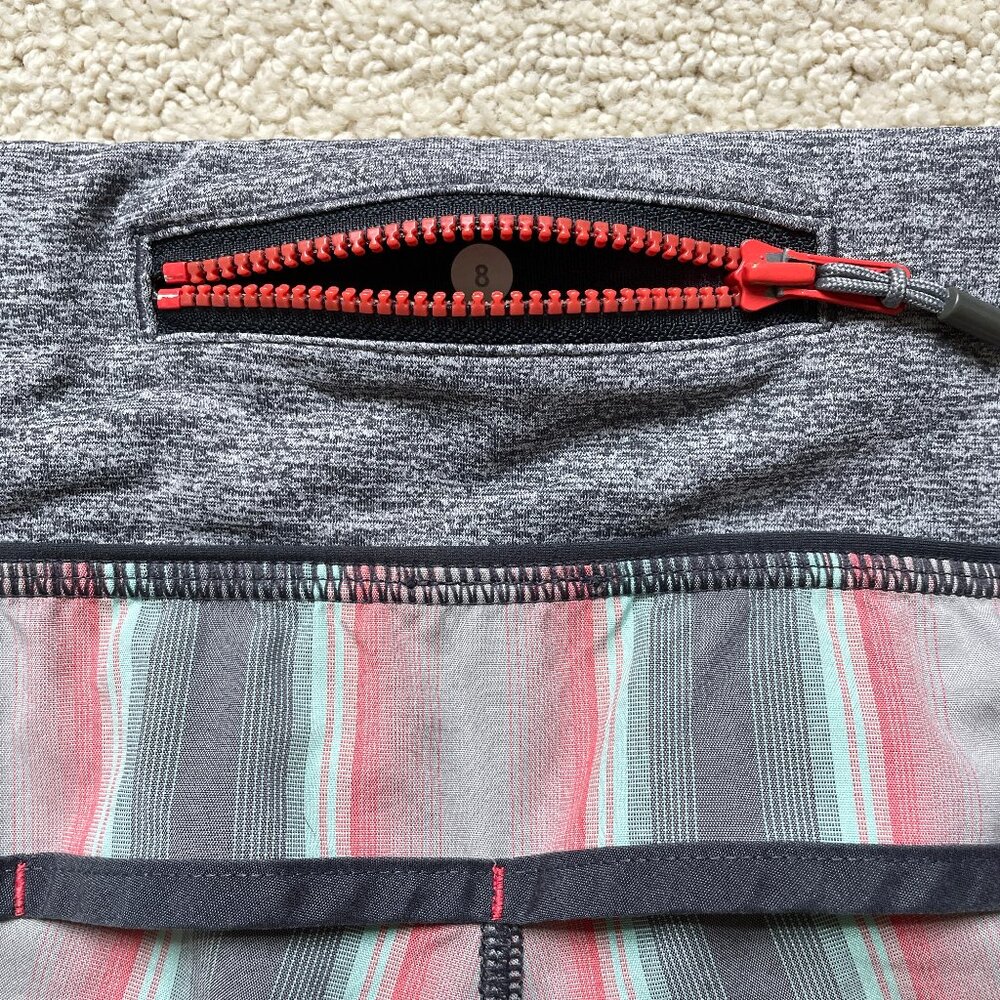 EUC Lululemon Speed Shorts 8 2.5” Alarming Ombre striped lined running orange - Picture 4 of 5